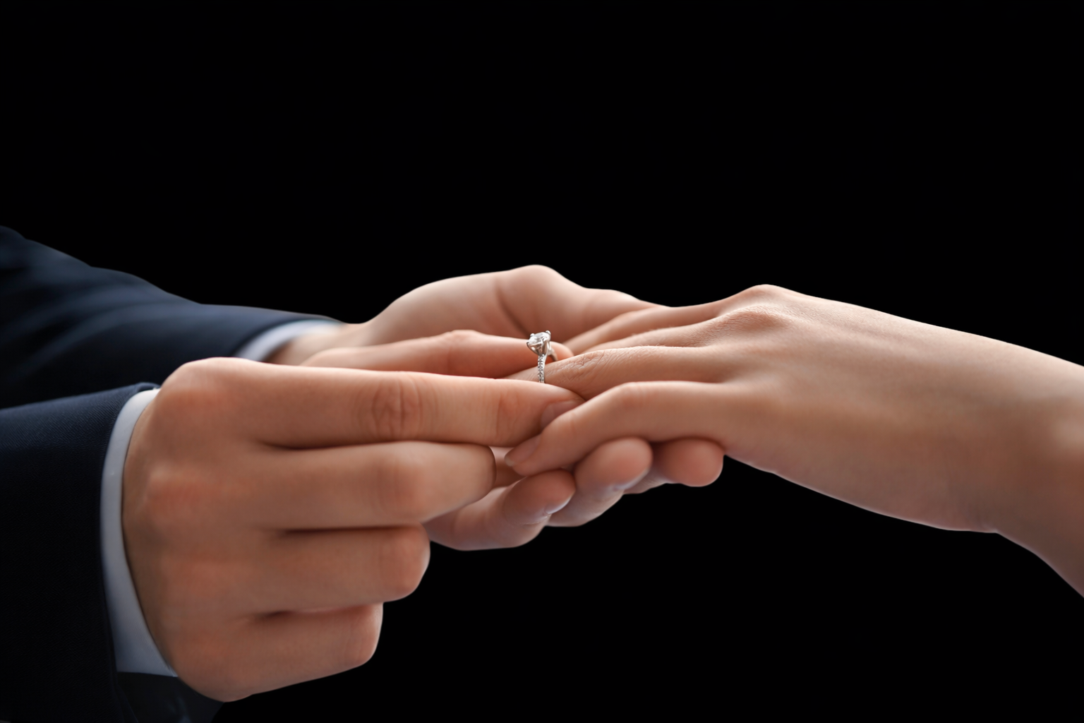 指輪をはめるシーン